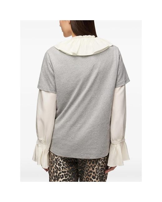 Ganni White T-Shirt With Forest Teddy
