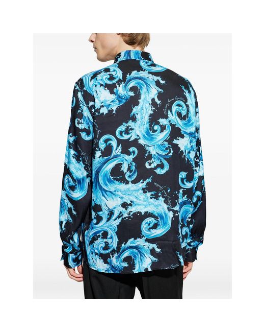 Versace Jeans Couture Blue Patterned Shirt for men