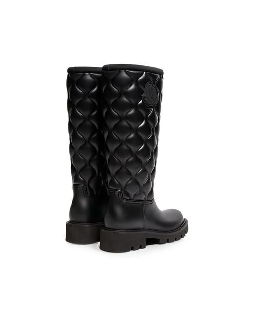 Moncler Black Kickstream Quilted Logo-Patch Boots
