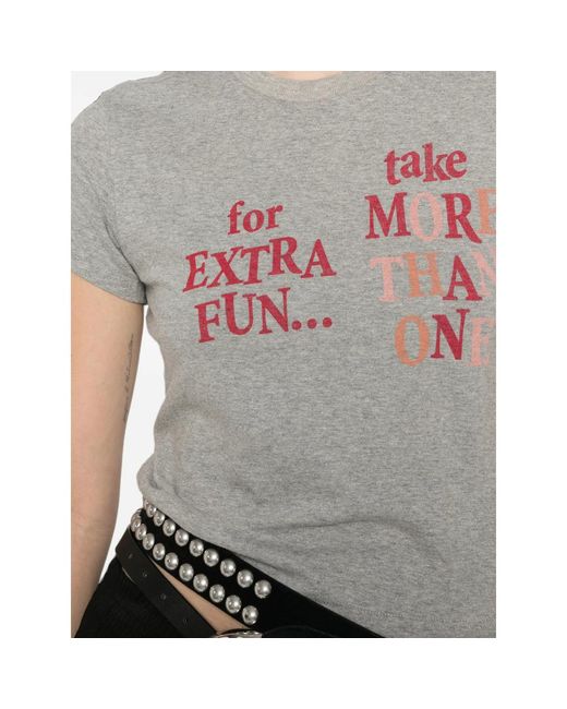 Re/done Gray X Coca Cola Slogan-Print T-Shirt