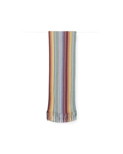 Missoni Blue Zig-Zag-Knit Fringed Scarf