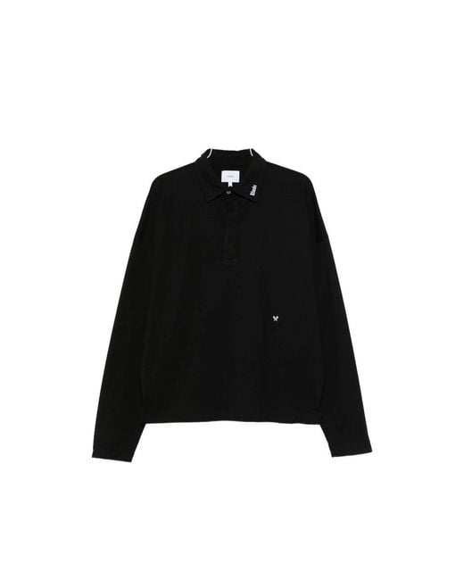 Rhude Black Logo-Embroidered Long-Sleeve Polo Shirt for men