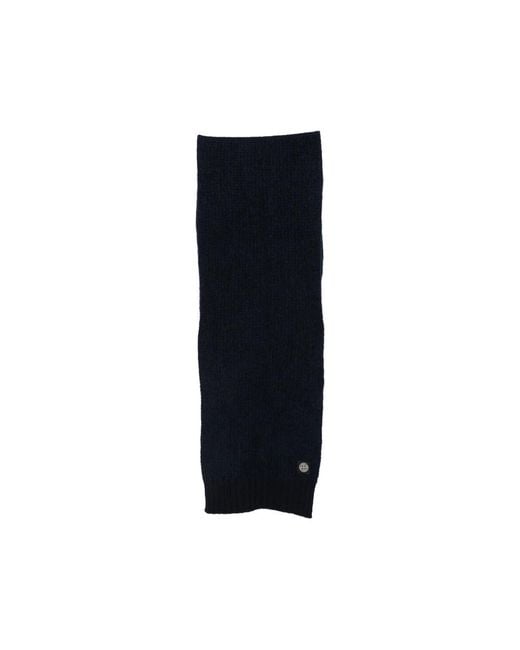 Stone Island Blue Logo-Patch Ribbed-Knit Scarf for men