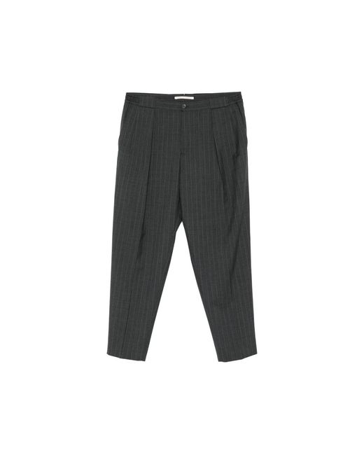BRIGLIA Gray Portobllos Pinstripe Pleated Trousers for men