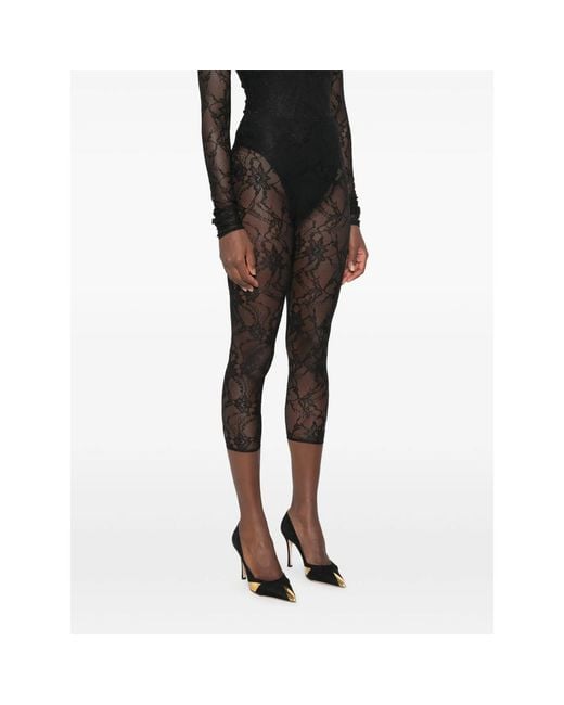 ANDAMANE Black Loli Lace-Panelled Cropped Trousers