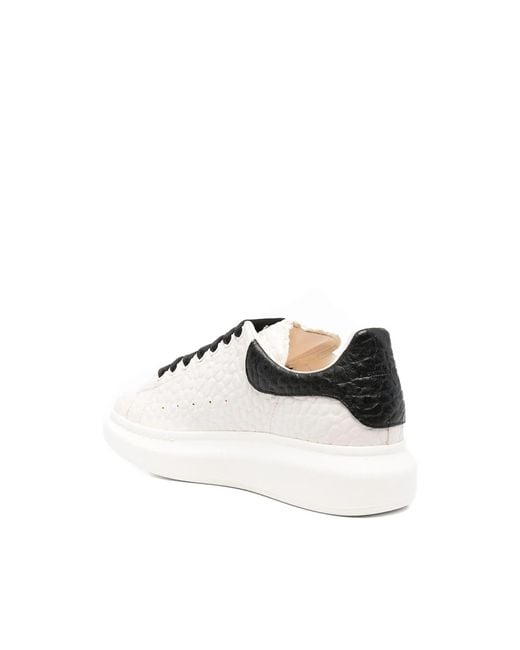 McQueen White Oversized Textured Leather Sneakers for men