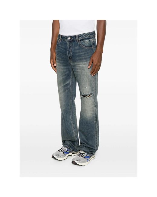 Cole Buxton Blue Distressed Faded Jeans for men