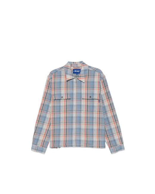 Awake Couture Blue Rivington Checked Zip Shirt for men
