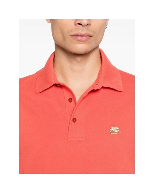 Etro Red Button Logo-Detail Polo Shirt for men
