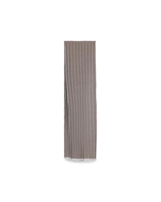 Brunello Cucinelli Brown Ribbed-Knit Cashmere Scarf for men