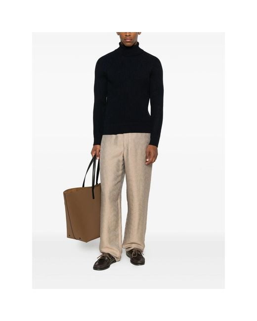 Zanone Black Roll-Neck Sweater for men
