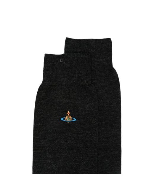Vivienne Westwood Black Orb-Embroidered Socks for men