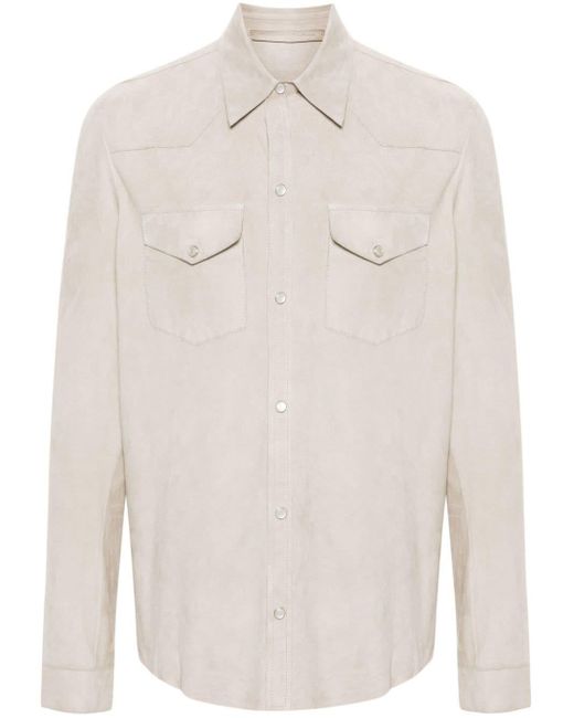 Salvatore Santoro White Western-Style Suede Shirt for men