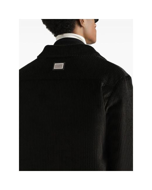 Dolce & Gabbana Black Corduroy Flap-Pocket Jacket for men