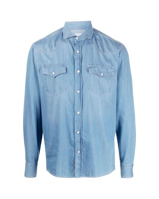 Brunello Cucinelli Blue Shirts for men