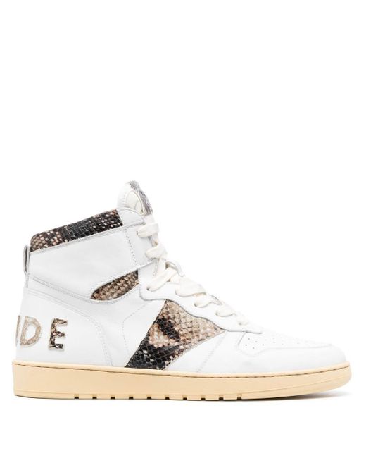 Rhude White Panelled High-top Sneakers for men