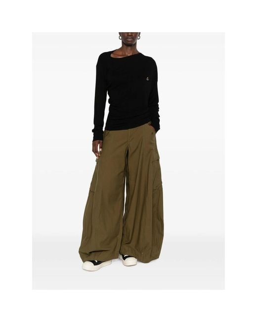 Vivienne Westwood Black Hebo Orb-Embroidered Draped Top