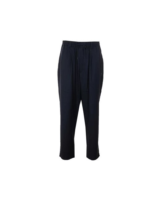 Y-3 Blue Drawstring Tapered Trousers for men