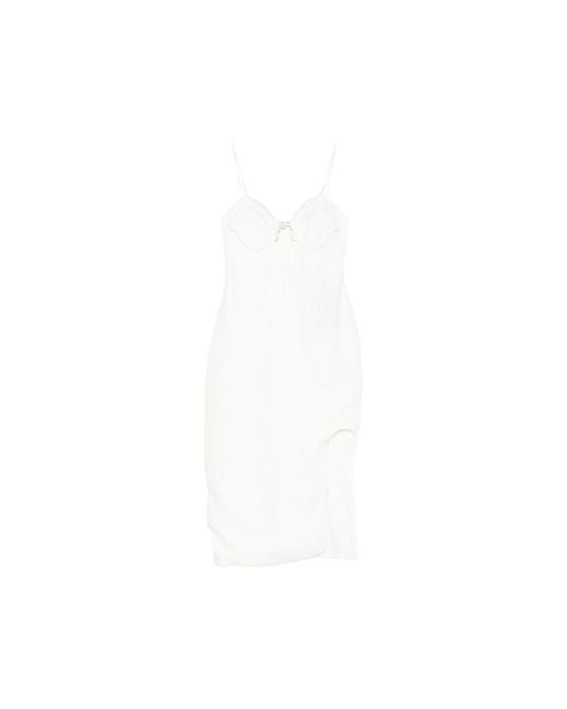 Farm Rio White Shell-Detail Bodice Pearl Midi Dress