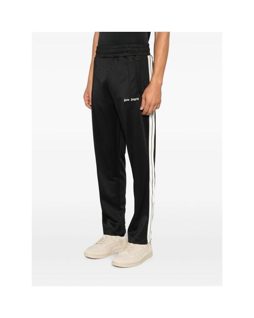 Palm Angels Black Logo-Embroidered Track Pants for men