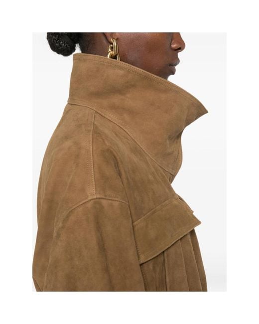 Rohe Brown Drawstring-Waist Suede Jacket