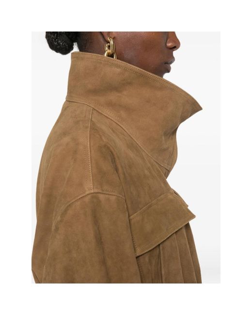 Rohe Brown Drawstring-Waist High-Neck Jacket