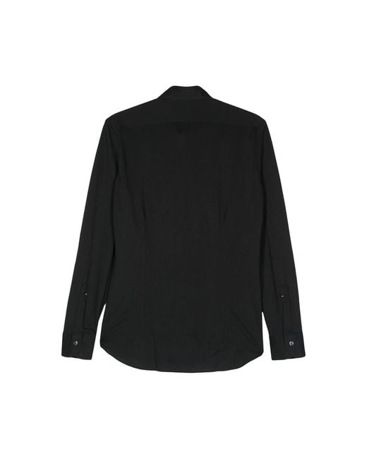 Mazzarelli Black Piqué Buttoned Shirt for men