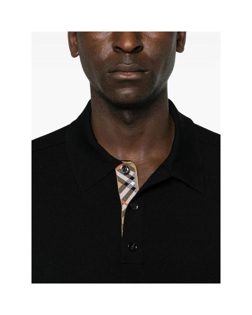 Burberry Black Long-Sleeve Polo Shirt for men
