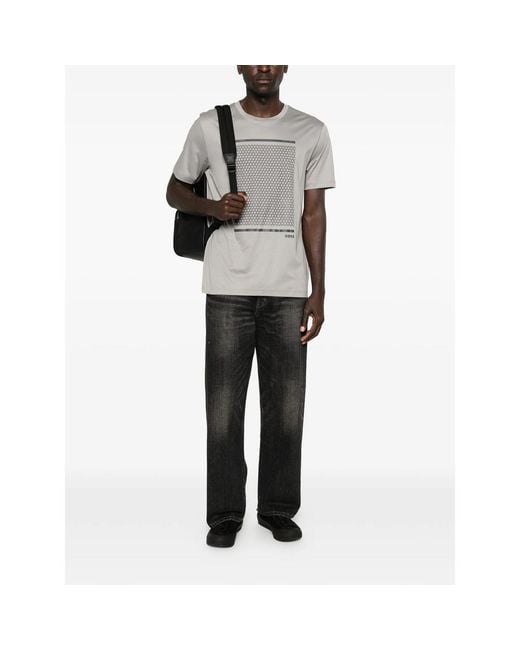 Boss Gray Geometric-Print T-Shirt for men