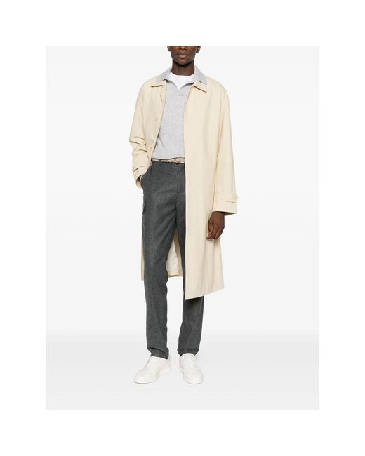 Brunello Cucinelli White Long-Sleeve Polo Sweater for men
