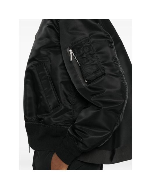 Sacai Black Pleat-Detail Bomber Jacket