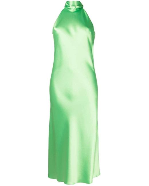 Galvan Green Sienna Satin Midi Dress