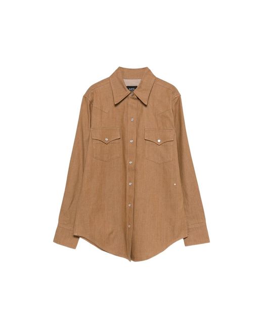 A.P.C. Brown A. P.C. Chest-Pocket Buttoned Shirt