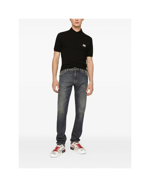 Dolce & Gabbana Black Dolce & Gabbana Polo Shirts for men