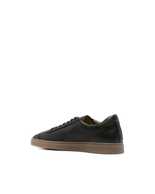 Henderson Black Pebbled-Leather Sneakers for men