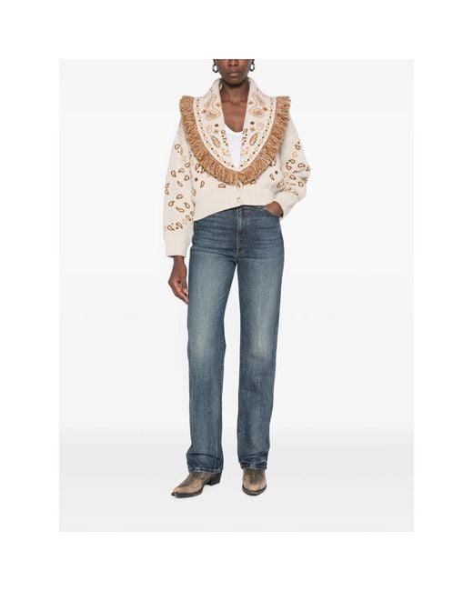 Alanui Natural Paisley-Pattern Fringed Jacket