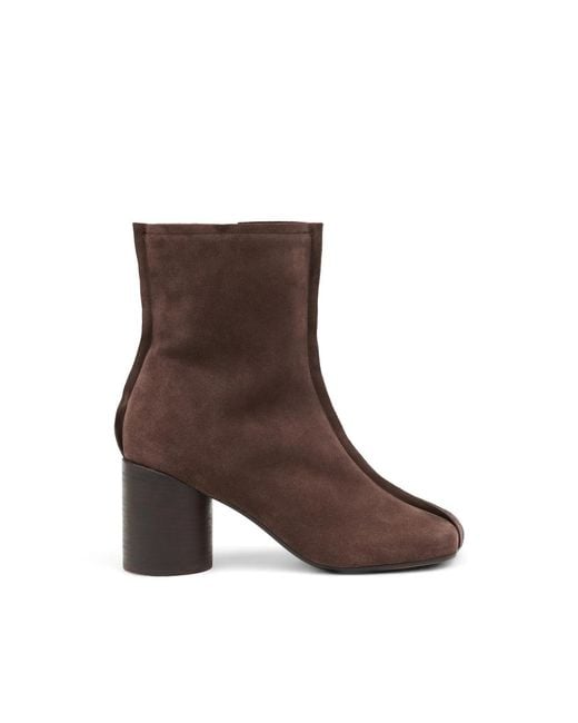 MM6 by Maison Margiela Brown Suede Anatomic Stitch Toe Ankle Boots