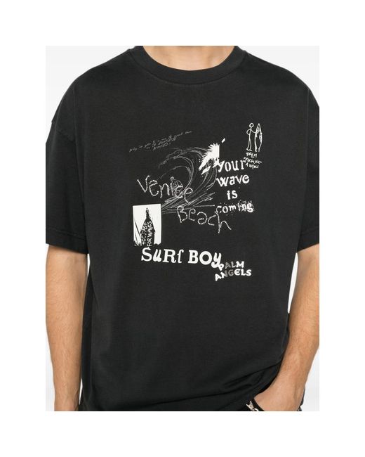 Palm Angels Black T-Shirts & Vests for men