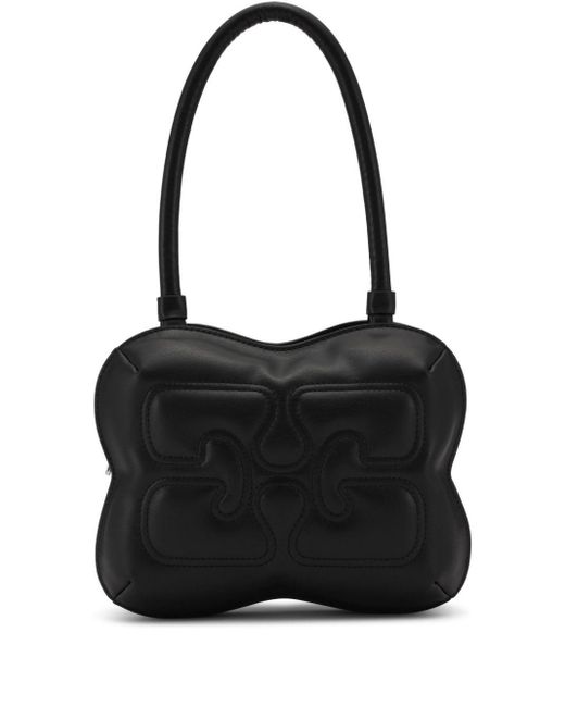 Ganni Black Butterfly Leather Shoulder Bag