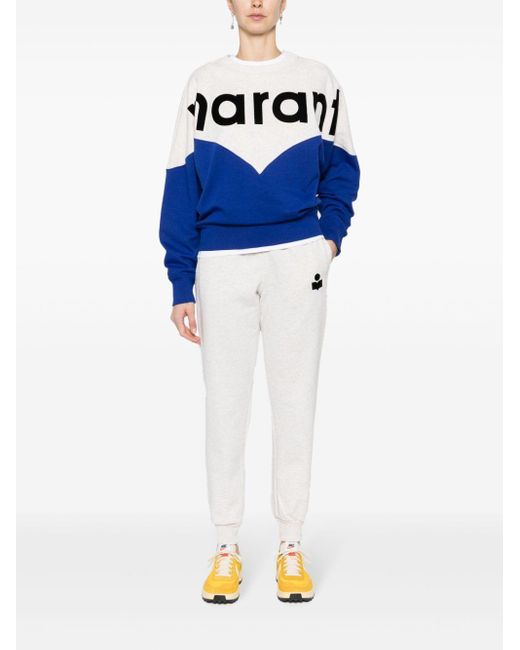 Isabel Marant White Logo-Flocked Mélange Track Pants