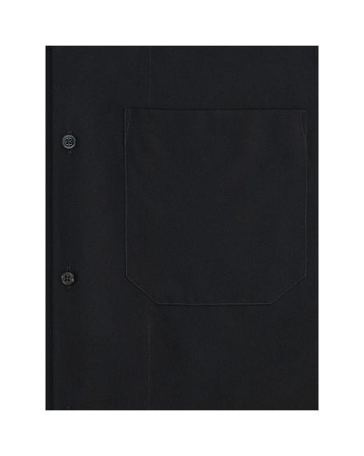 Umit Benan Black Havana Short-Sleeve Pocket-Detail Silk Shirt for men