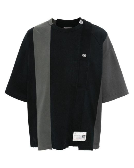 Maison Mihara Yasuhiro Black Vertical Switching Cotton T-Shirt for men