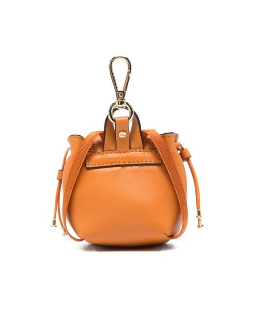 Fendi Orange Drawstring Logo-Plaque Bag Charm