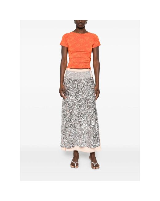 Rabanne Gray Sequin-Embellishment Maxi Skirt