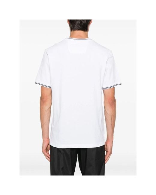 Boss White Stretch-Cotton T-Shirt With Stripes And Logo for men