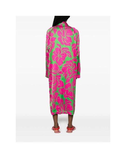 Dries Van Noten Pink Raltonas Floral-Print Satin-Finish Dress