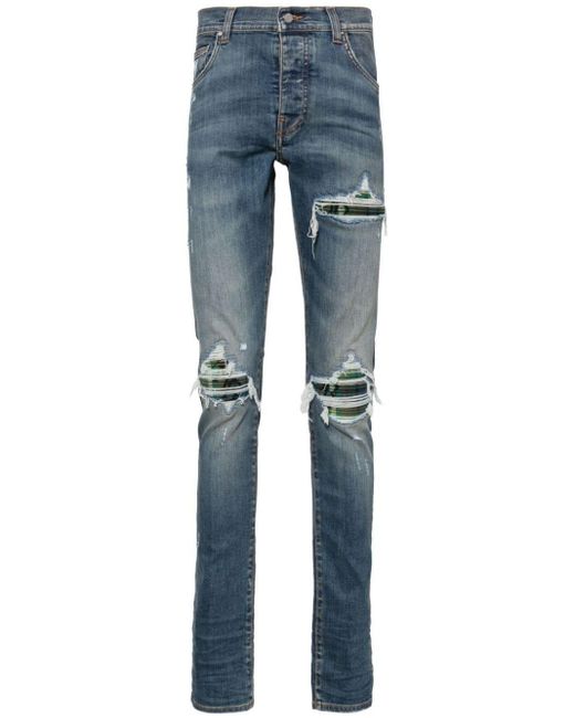 Amiri Blue Mx1 Distressed Skinny Jeans for men