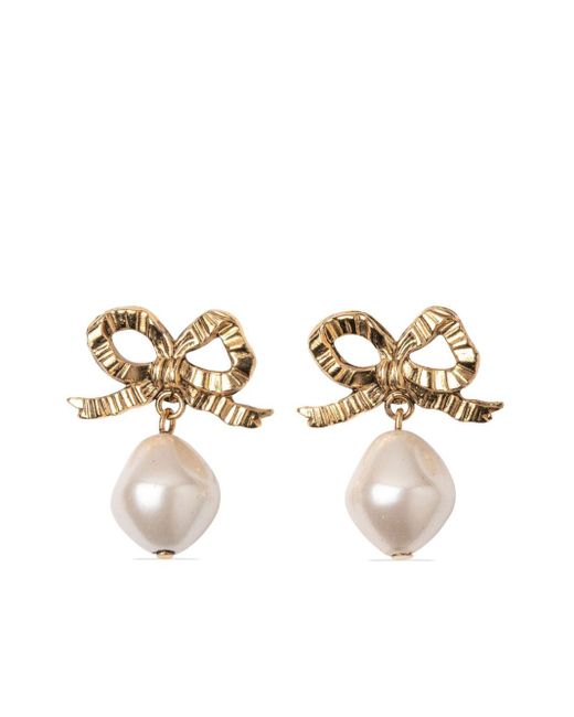 Jennifer Behr Metallic Khloe Pearl Drop Earrings