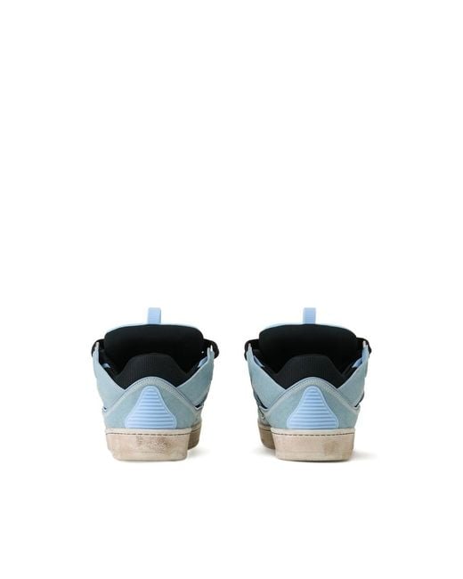 Lanvin Blue Curb Sneakers Cut-Out Suede Sneakers for men