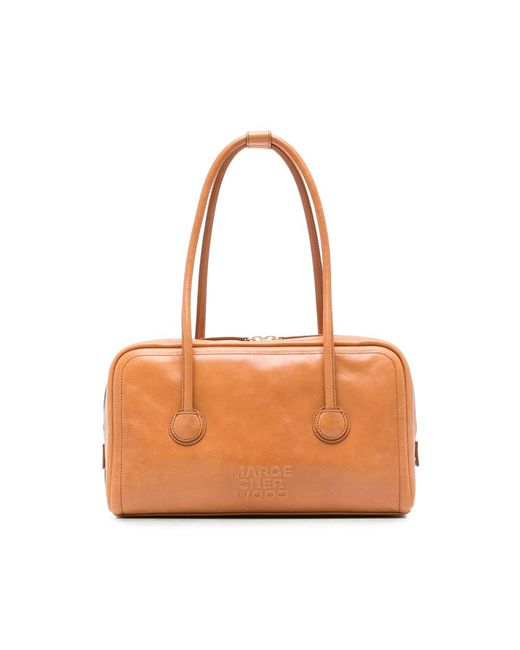 MARGE SHERWOOD Orange Logo-Debossed Leather Tote Bag